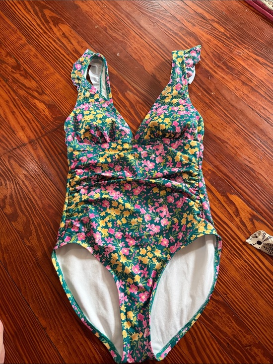 Kona Sol Other - Kona Sol Green One-Piece Swimsuit with Pink & Yellow Floral Print